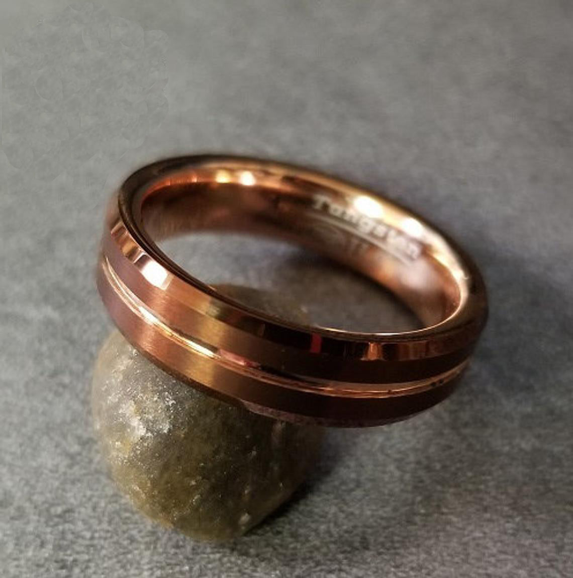 ThinkEngraved wedding Band Custom Engraved Men's Brass Copper Tungsten Wedding Ring - Personalized Handwriting Ring