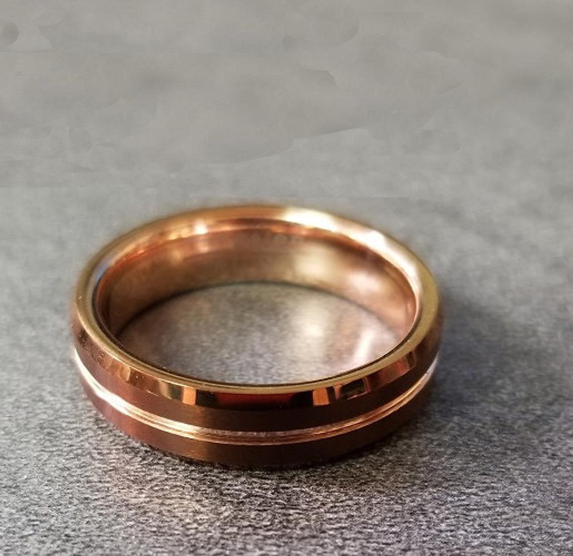 ThinkEngraved wedding Band Custom Engraved Men's Brass Copper Tungsten Wedding Ring - Personalized Handwriting Ring