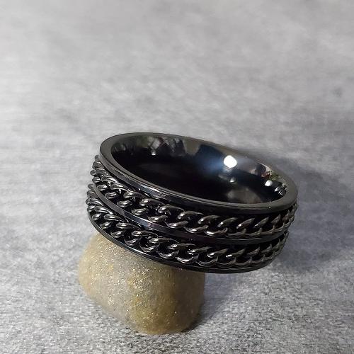 ThinkEngraved wedding Band Custom Engraved Men's Double Chain Wedding Ring - Spinner Wedding Ring For Him