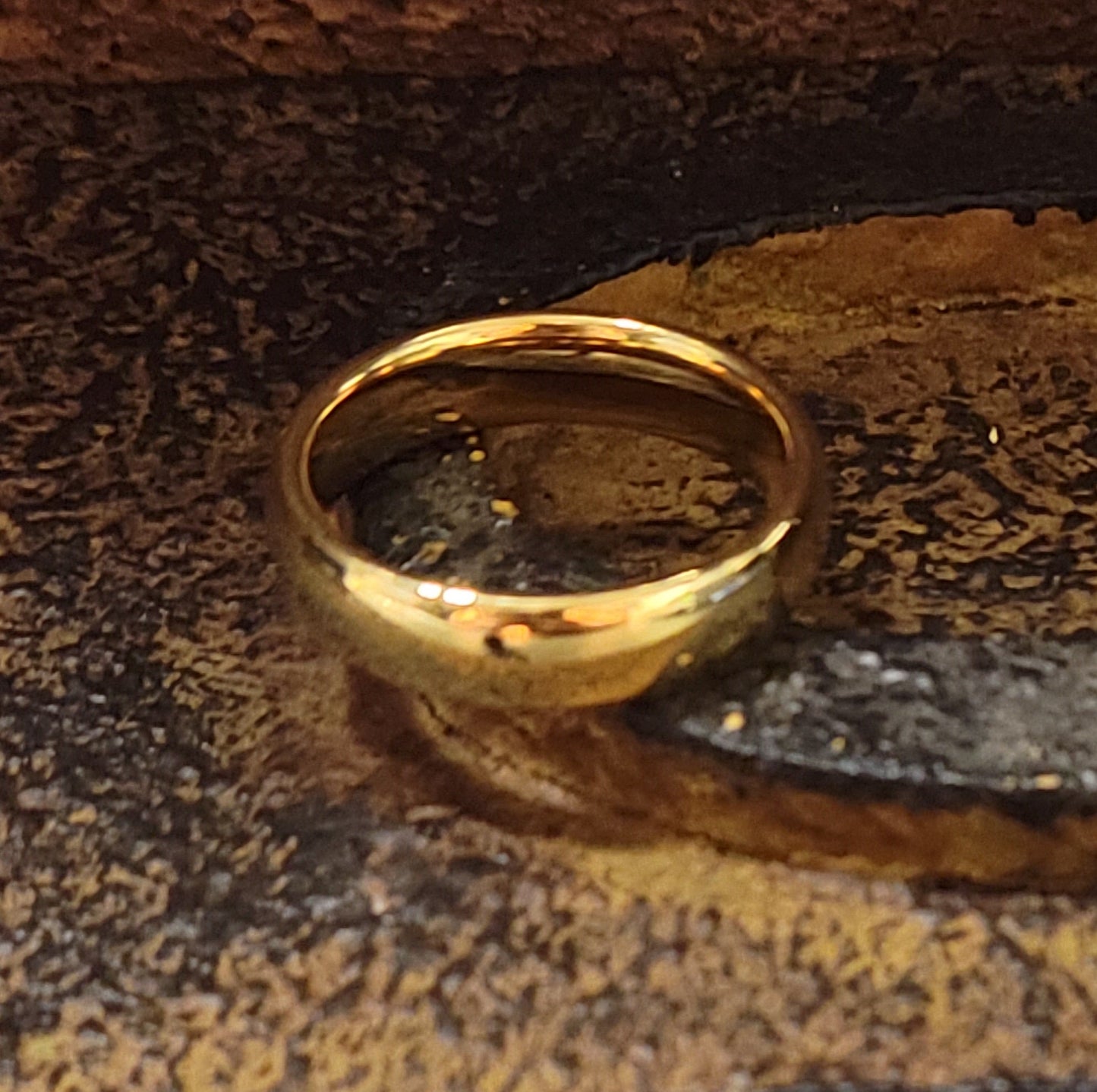 ThinkEngraved wedding Band Custom Engraved Men's Gold Tungsten Wedding Ring - Personalized Handwriting Wedding Ring