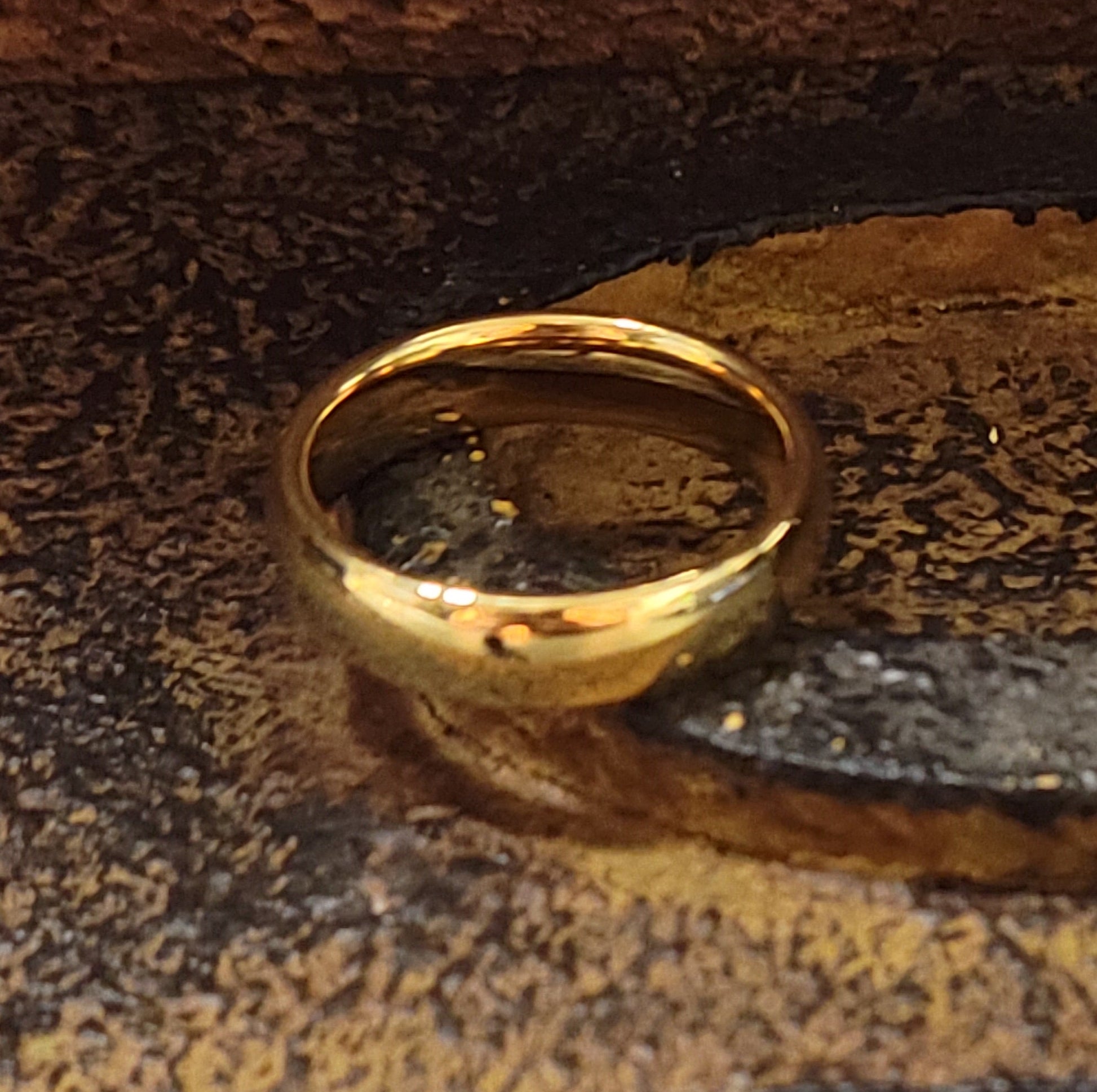ThinkEngraved wedding Band Custom Engraved Men's Gold Tungsten Wedding Ring - Personalized Handwriting Wedding Ring
