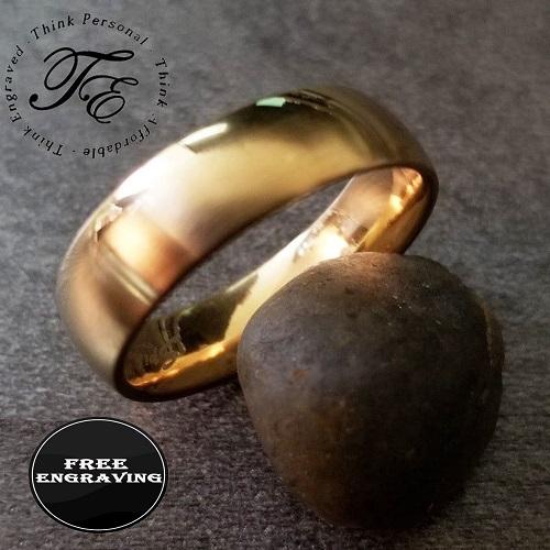 ThinkEngraved wedding Band Custom Engraved Men's Matte Gold Wedding Ring - Personalized Wedding Ring For Him