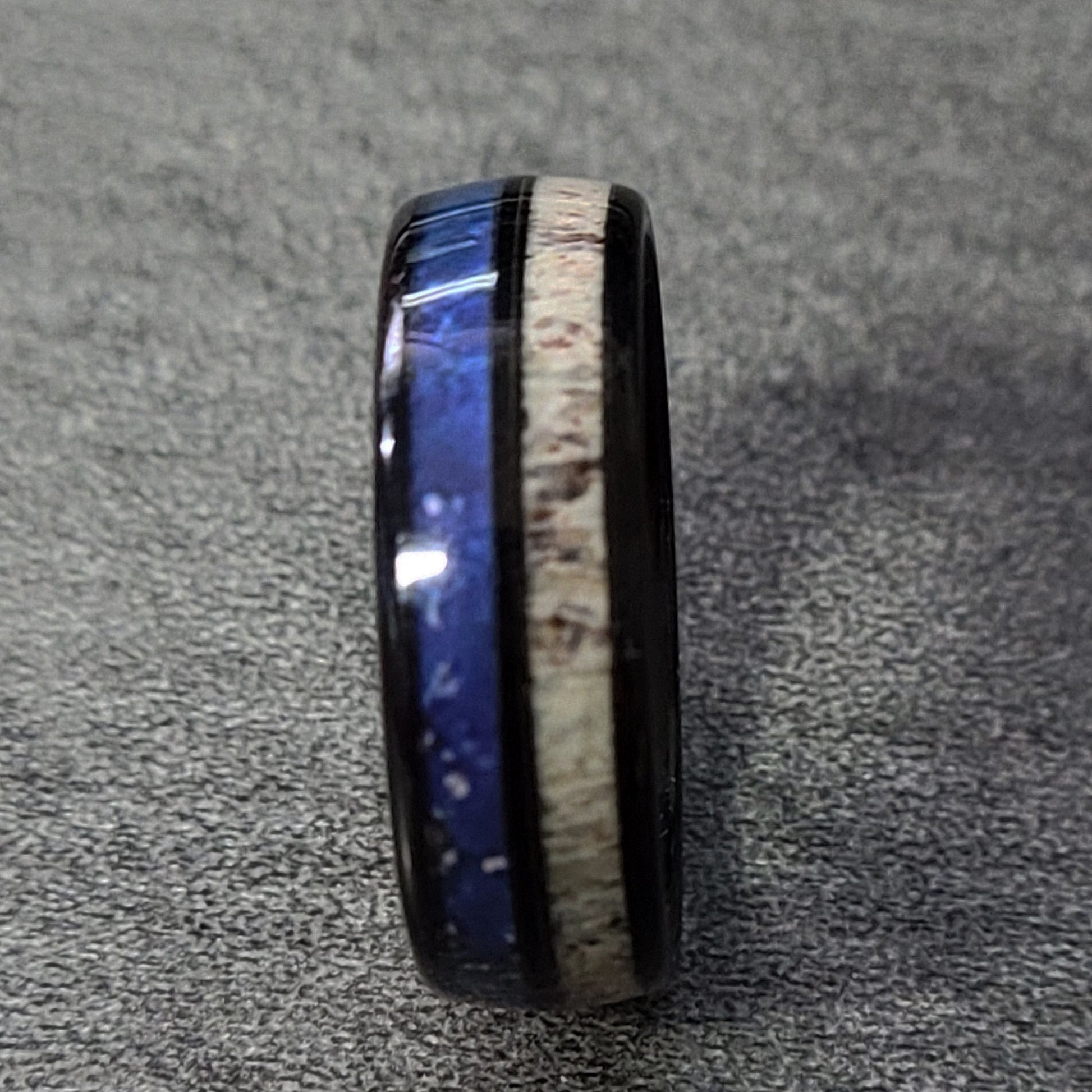 ThinkEngraved wedding Band Engraved Men's Deer Antler and Tungsten Ring - Engraved Handwriting Antler Ring For Men