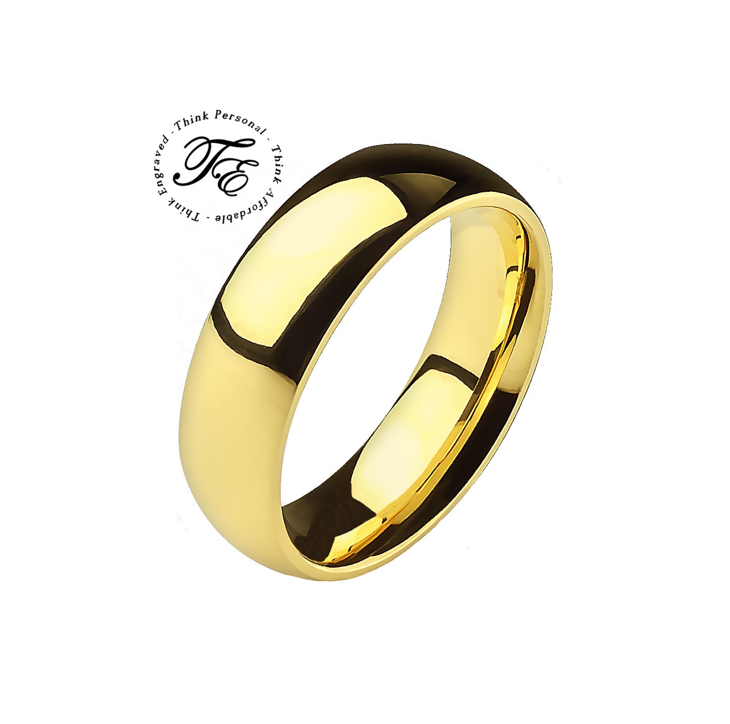 ThinkEngraved wedding Band Engraved Men's Gold Titanium Wedding Ring - Wedding Ring For Him