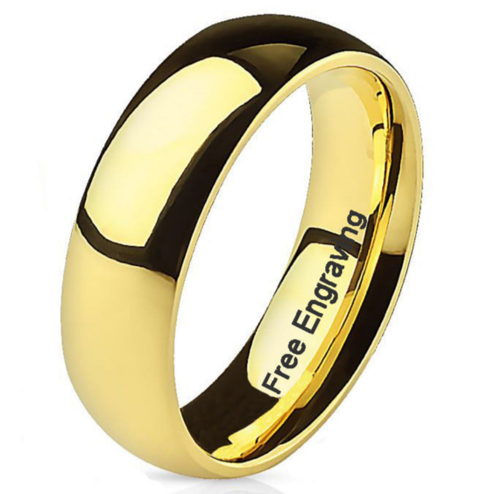 ThinkEngraved wedding Band Engraved Men's Gold Titanium Wedding Ring - Wedding Ring For Him