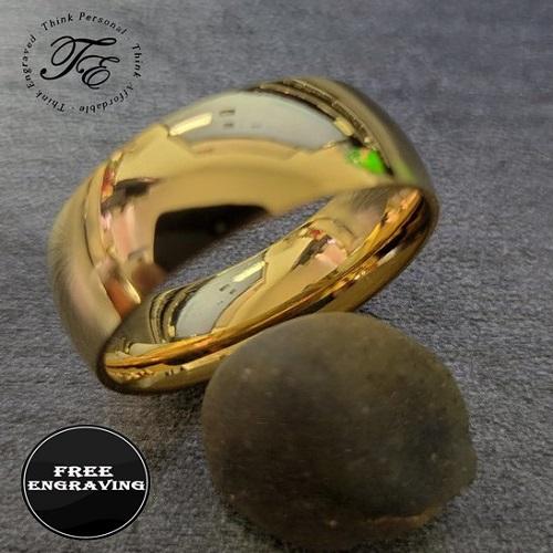ThinkEngraved wedding Band Personalized Engraved Men's Gold Titanium Wedding Ring - Wedding Ring For Him