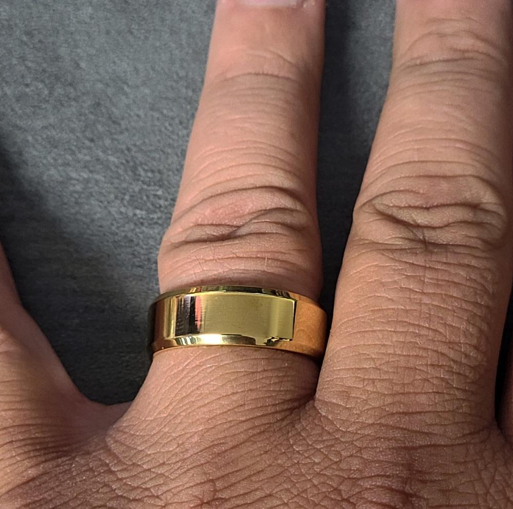 ThinkEngraved wedding Band Personalized Engraved Men's Gold Wedding Ring - Handwriting Ring