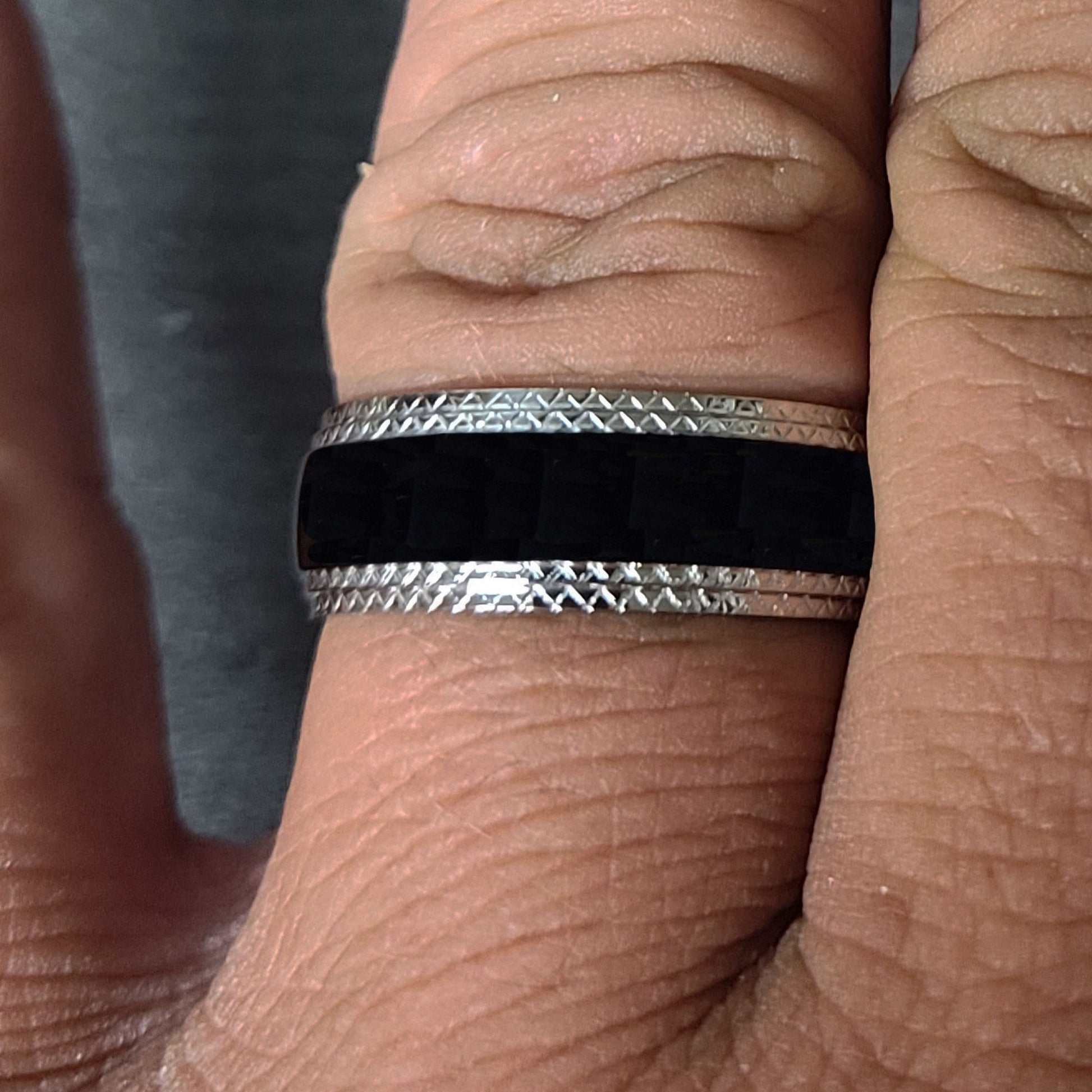 ThinkEngraved wedding Band Personalized Engraved Men's Wedding Ring Stainless Steel X-Band Wedding Ring
