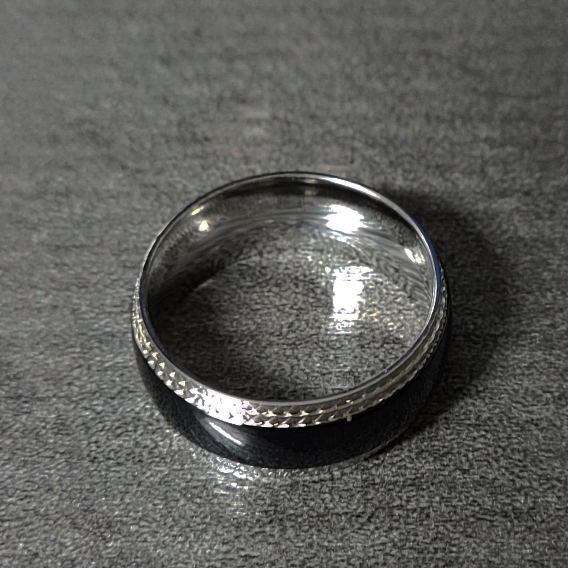 ThinkEngraved wedding Band Personalized Engraved Men's Wedding Ring Stainless Steel X-Band Wedding Ring