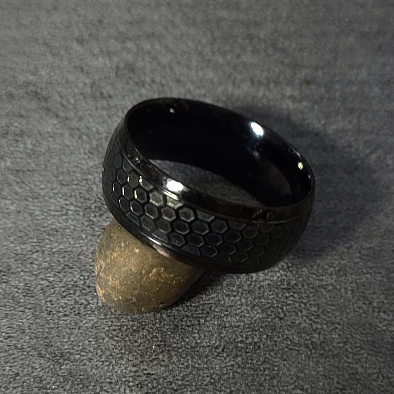 ThinkEngraved wedding Band Personalized Mechanics Honeycomb Men's Wedding Band Stainless Steel
