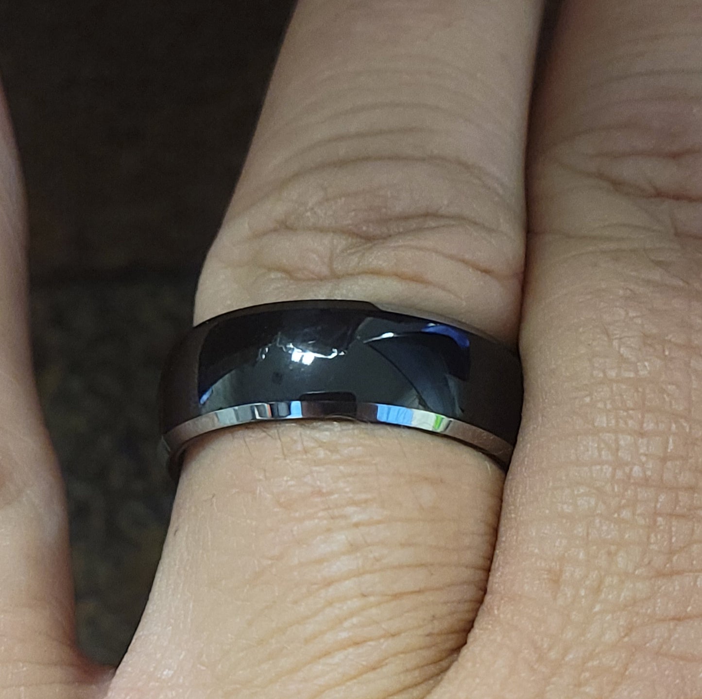 ThinkEngraved wedding Band Personalized Men's Black Traditional Wedding Ring - Engraved Handwriting Wedding Ring