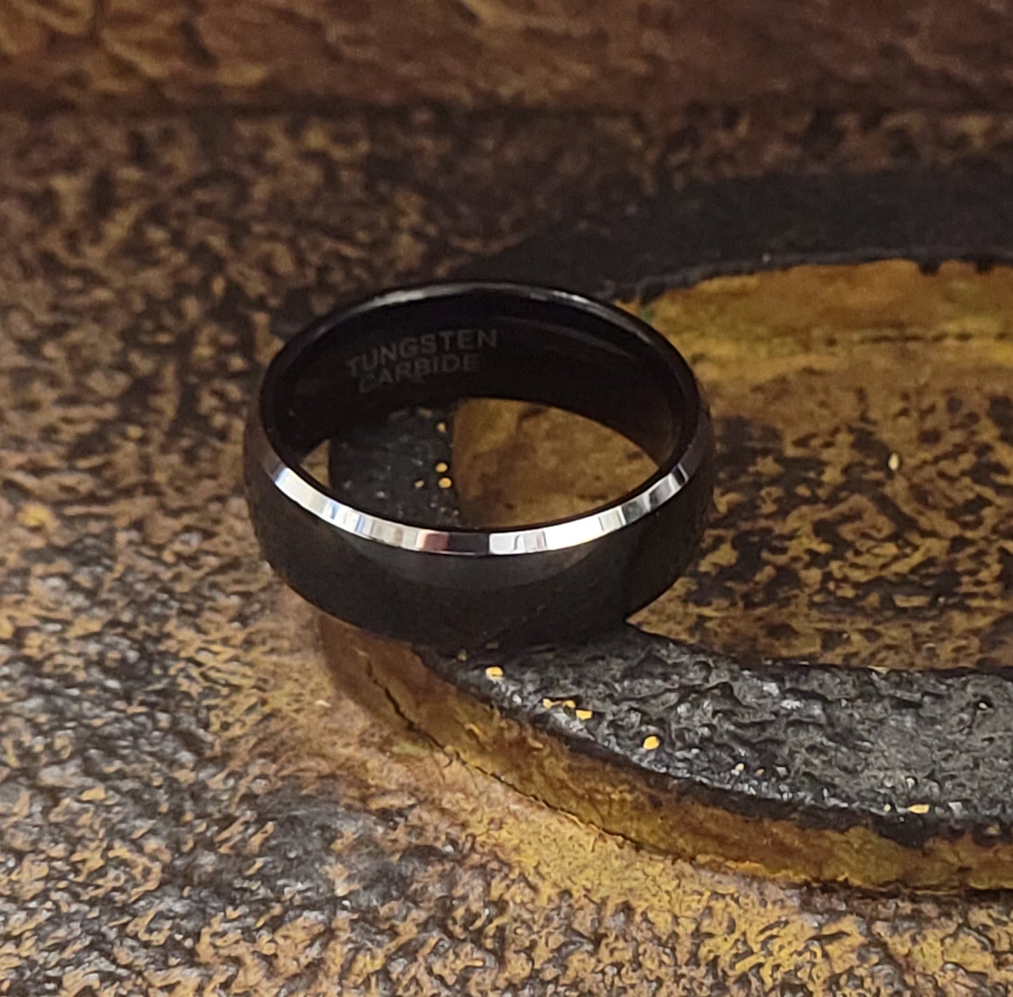 ThinkEngraved wedding Band Personalized Men's Black Traditional Wedding Ring - Engraved Handwriting Wedding Ring