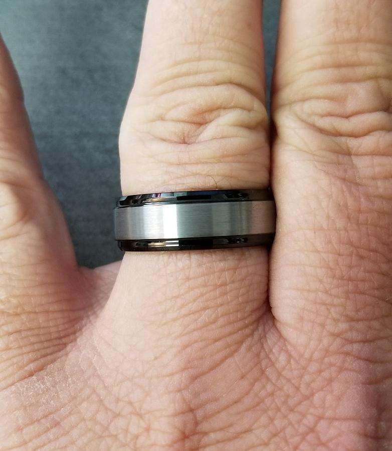 ThinkEngraved wedding Band Personalized Men's Brushed Steel Real Tungsten Wedding Ring - Handwriting Ring