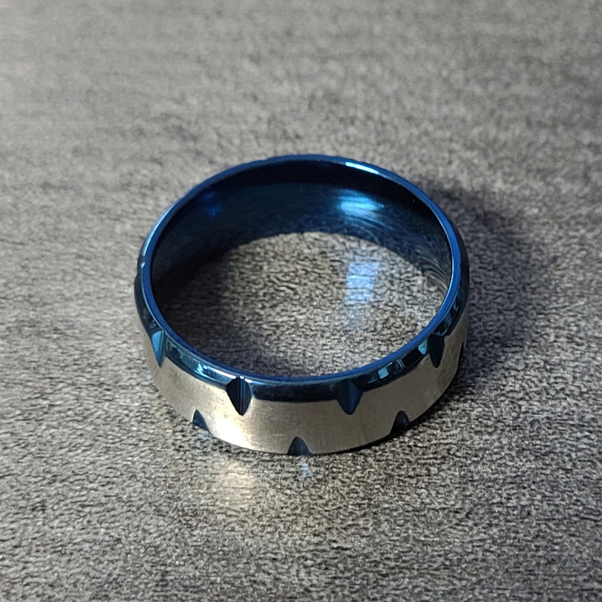 ThinkEngraved wedding Band Personalized Men's Gold Notched Promise Ring - Engraved Handwriting Promise Ring