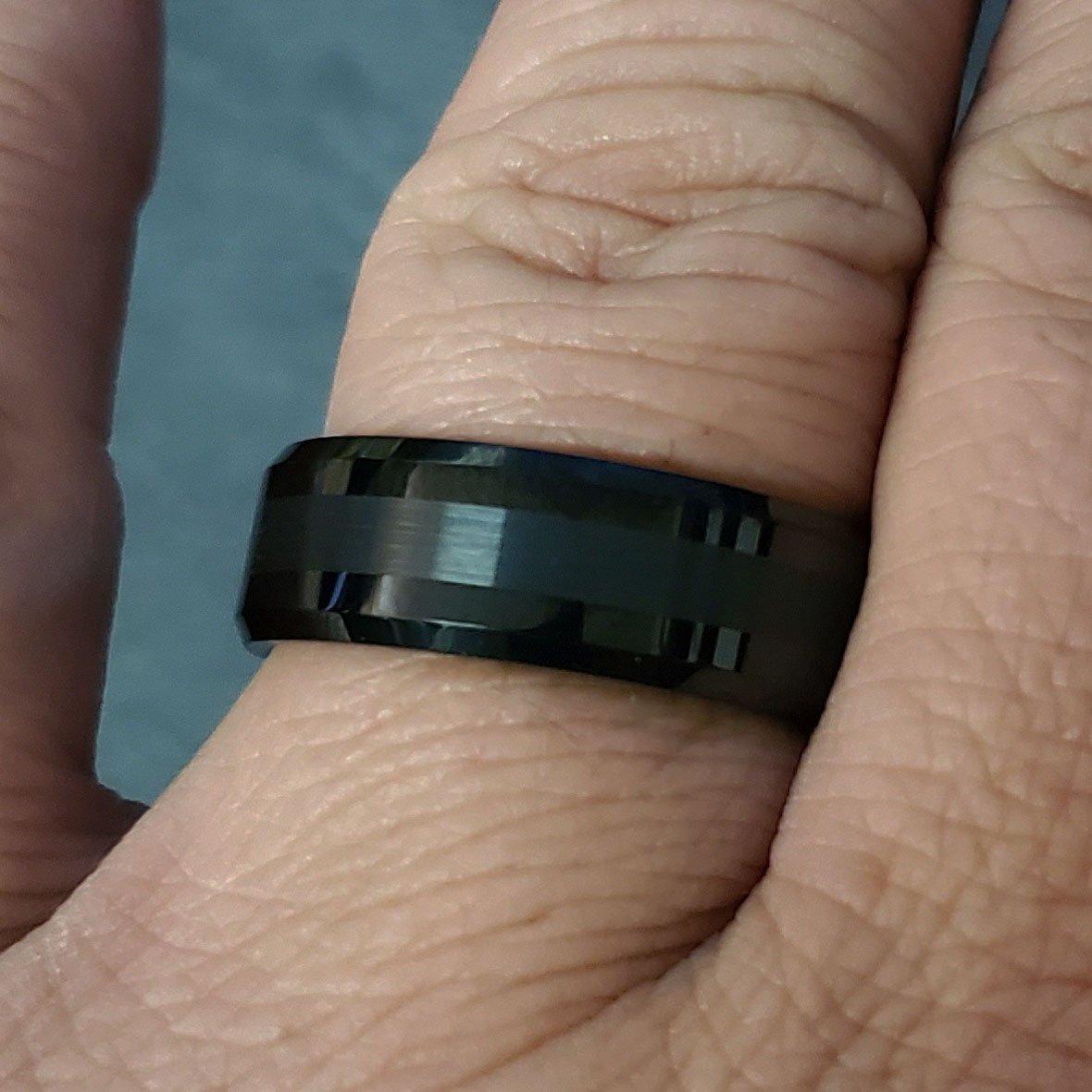 ThinkEngraved Wedding Band Personalized Men's Promise Ring Band Two Tone Black Tungsten