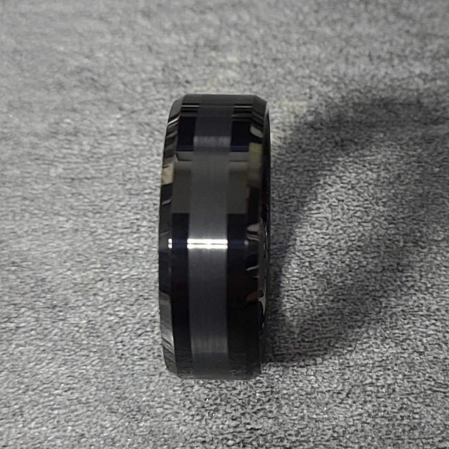 ThinkEngraved Wedding Band Personalized Men's Promise Ring Band Two Tone Black Tungsten