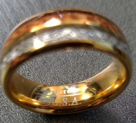 ThinkEngraved wedding Band Personalized Men's Real Tungsten Wedding Band - Wood and Meteorite Inay