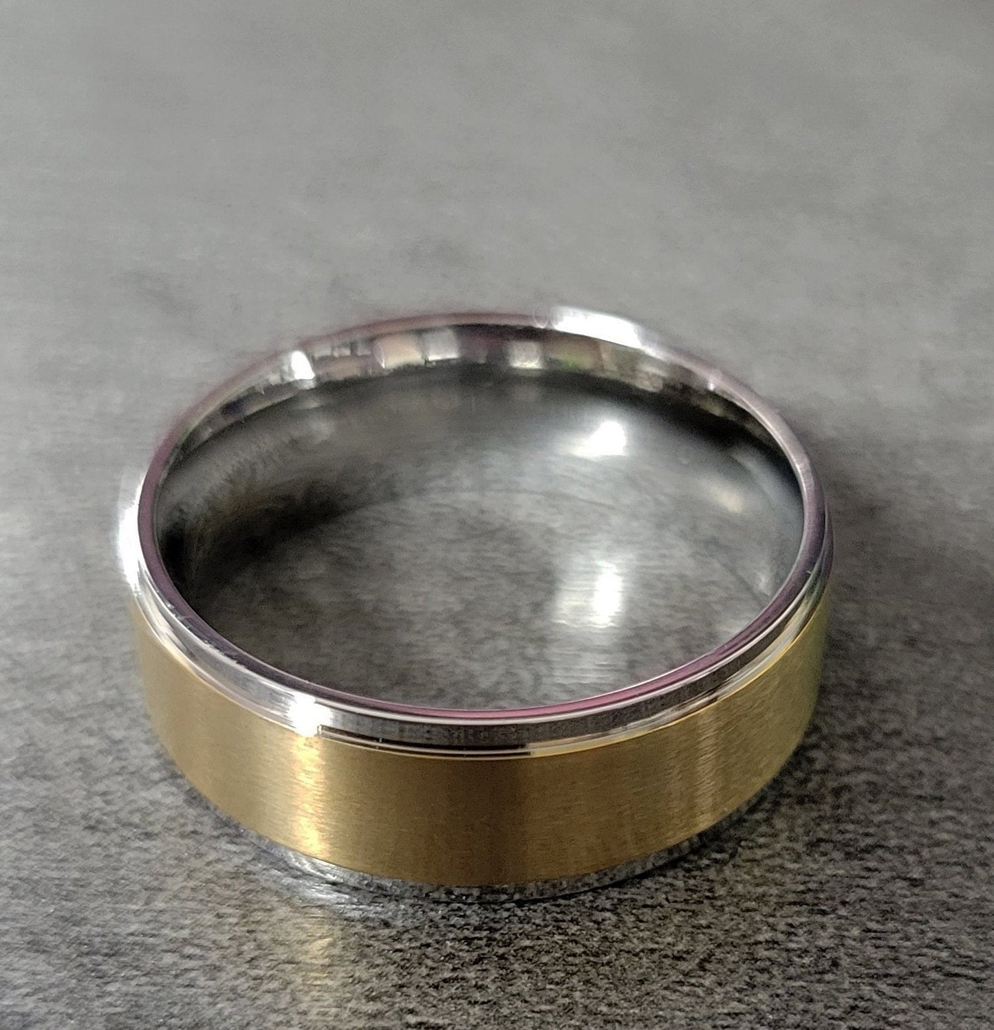 ThinkEngraved wedding Band Personalized Men's Wedding Band - Gold and Silver Stainless Steel