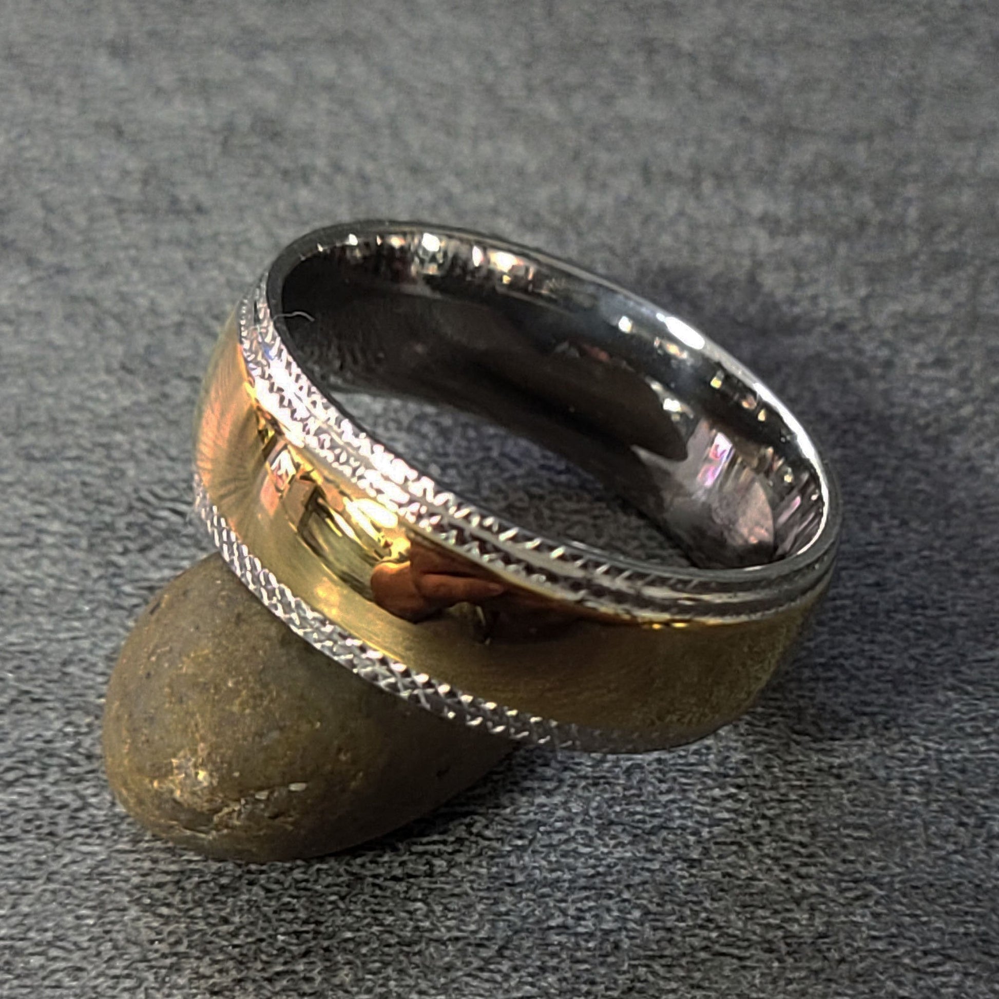 ThinkEngraved wedding Band Personalized Men's Wedding Band - Xband 14k Gold Over Stainless Steel