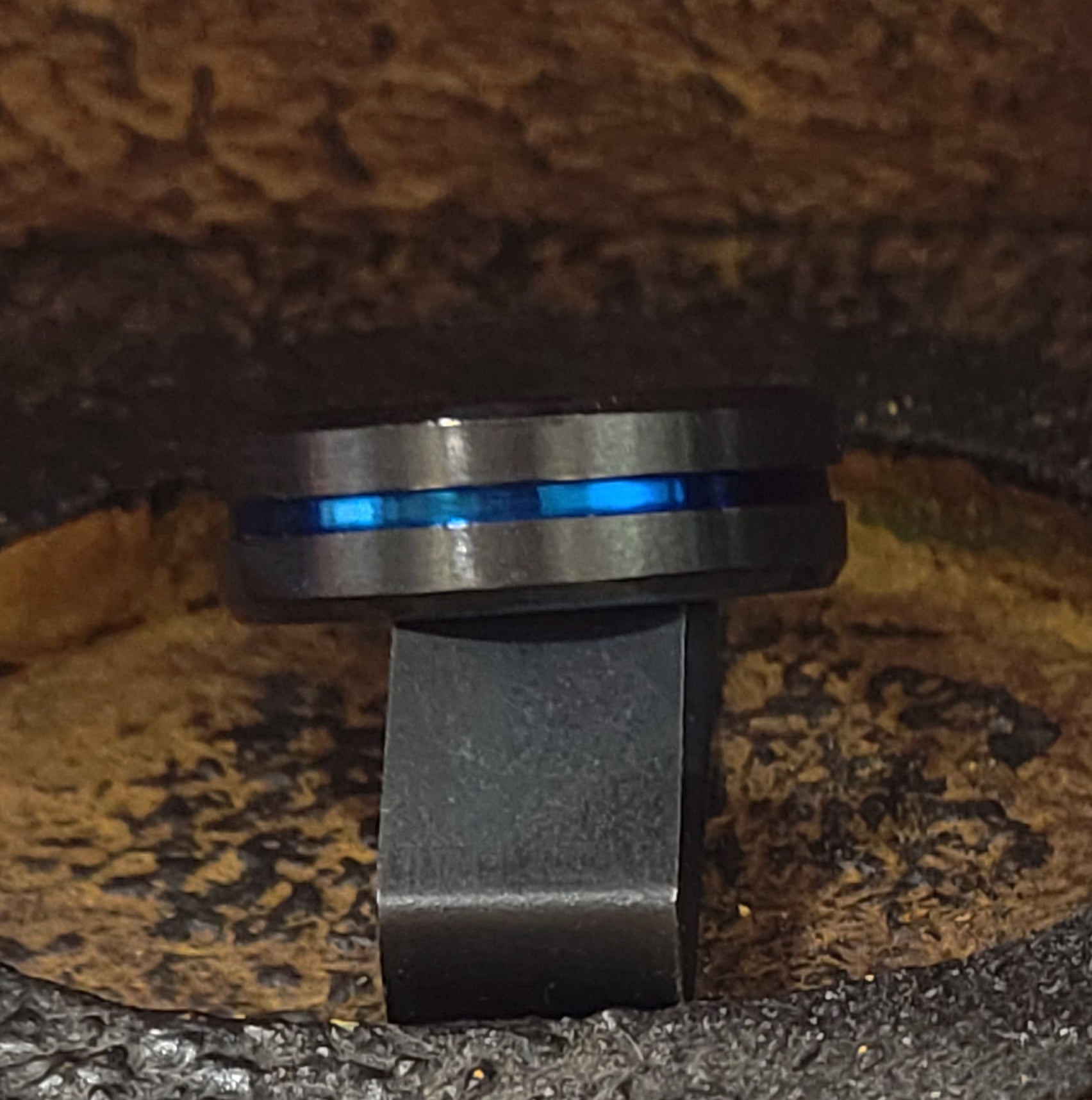 ThinkEngraved wedding Band Personalized Men's Wedding Ring Band - Black and Blue Line Groove