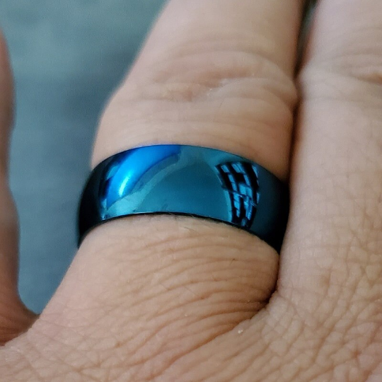 ThinkEngraved wedding Band Personalized Women's Blue Wedding or Promise Ring - Engraved Ring