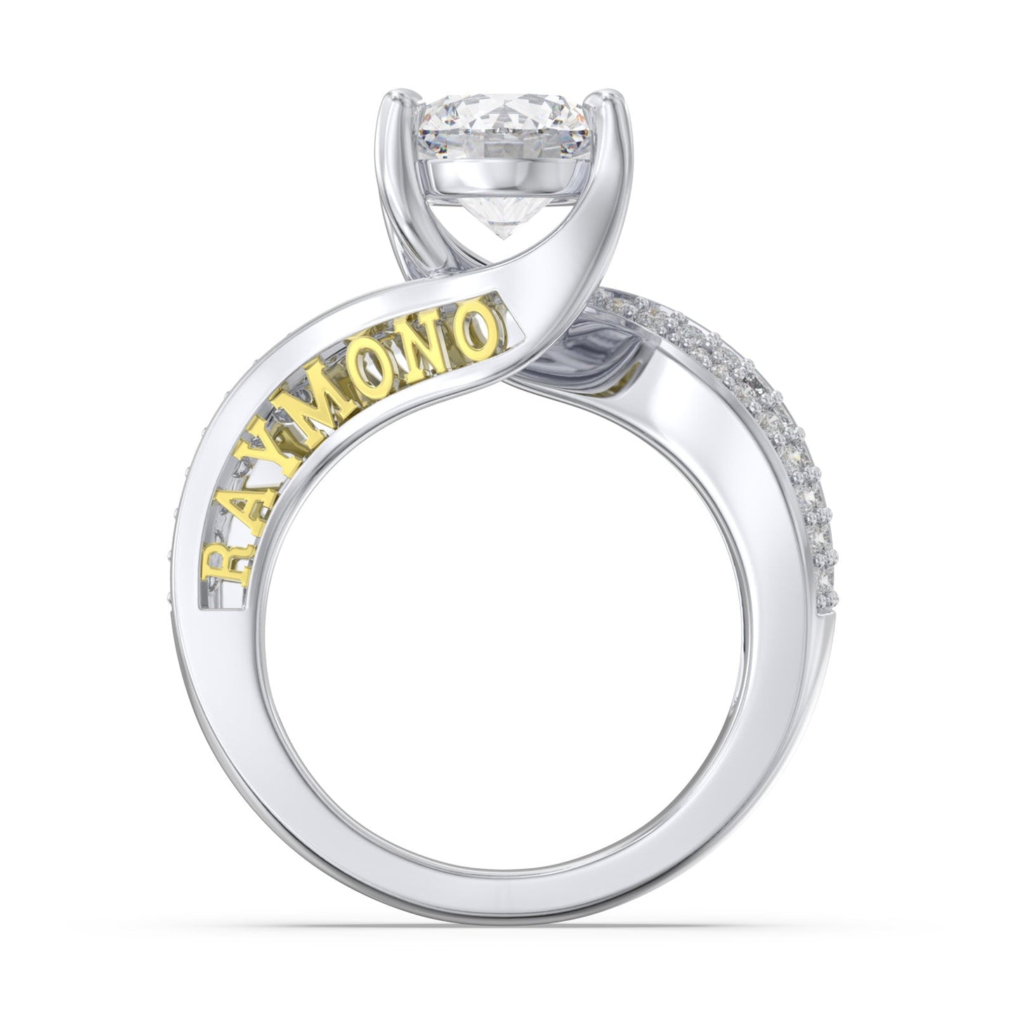 ThinkEngraved Womens Wedding Rings Personalized Wedding Ring 2.1 Karat Moisannite Solitaire 14k White Gold Finish