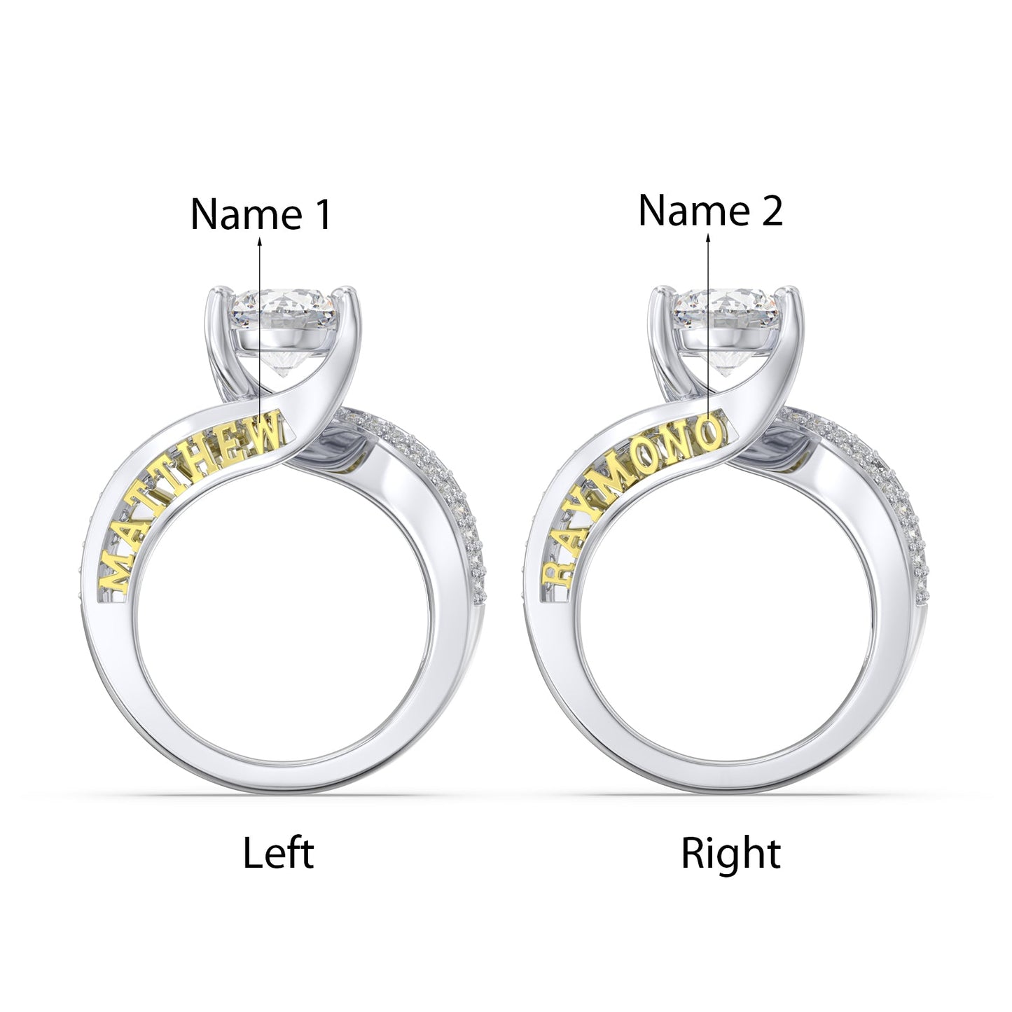 ThinkEngraved Womens Wedding Rings Personalized Wedding Ring 2.1 Karat Moisannite Solitaire 14k White Gold Finish