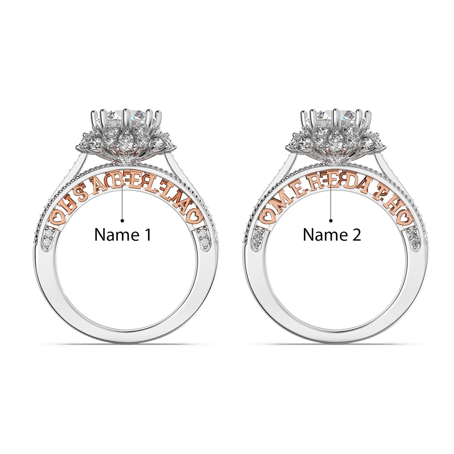 ThinkEngraved Womens Wedding Rings Personalized Women's Engagement Starburst Ring 1.5ct Round Cut Moissanite