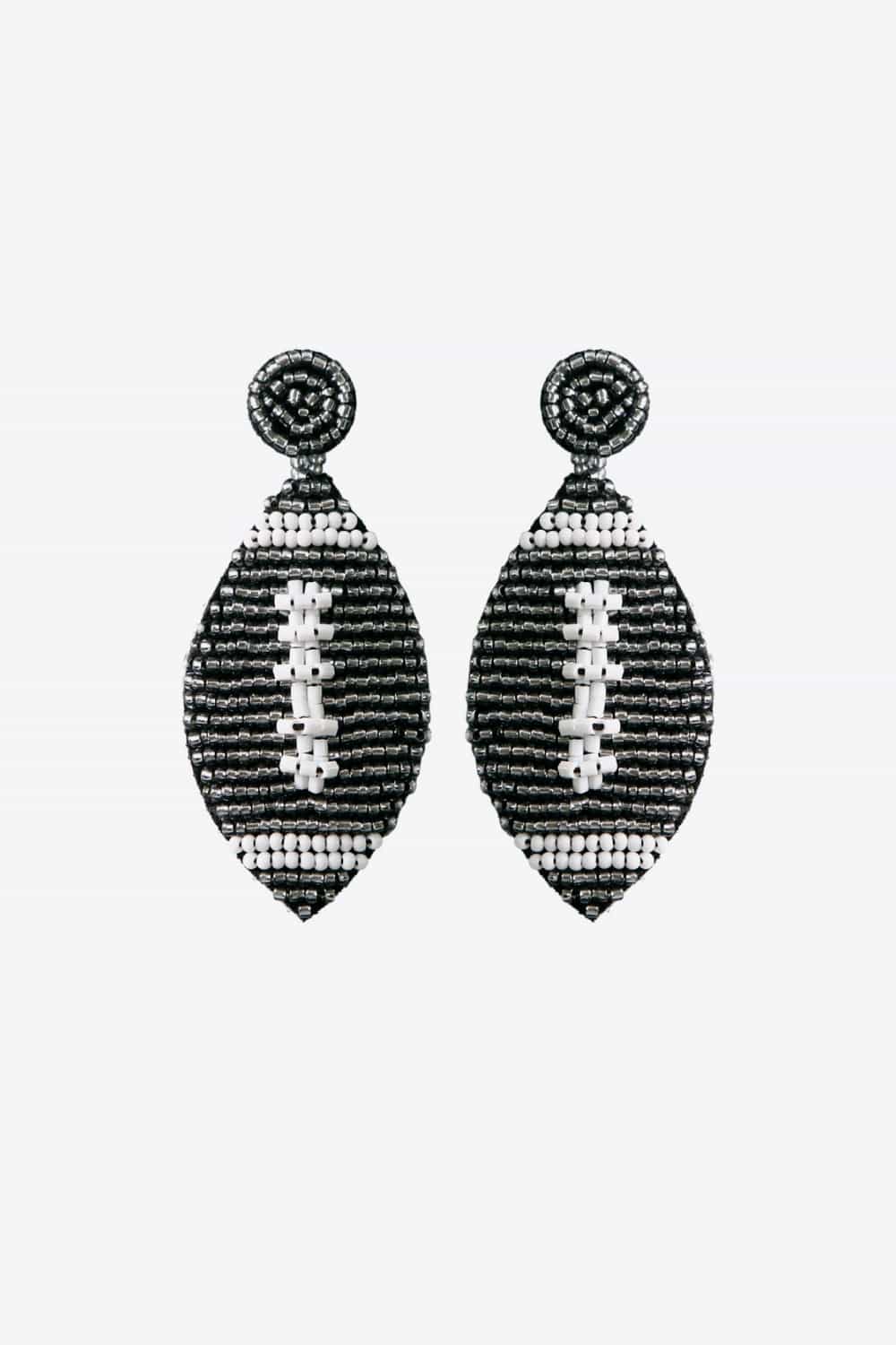Trendsi Black / One Size Beaded Dangle Earrings