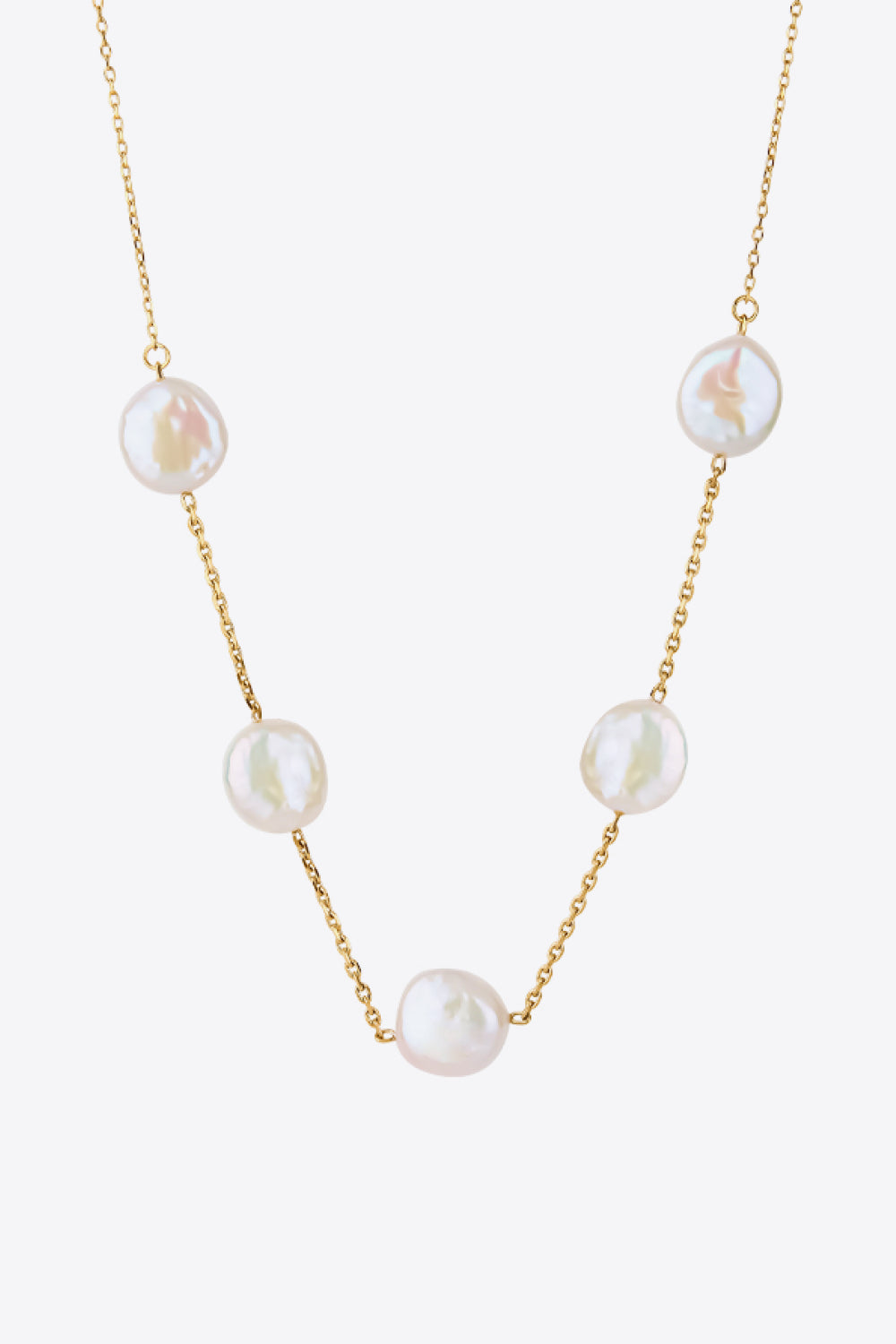 Trendsi Gold / One Size Freshwater Pearl Stainless Steel Necklace