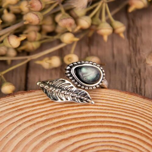 Trendsi Promise Ring Silver / One Size Moonstone Leaf Bypass Ring Adjustable