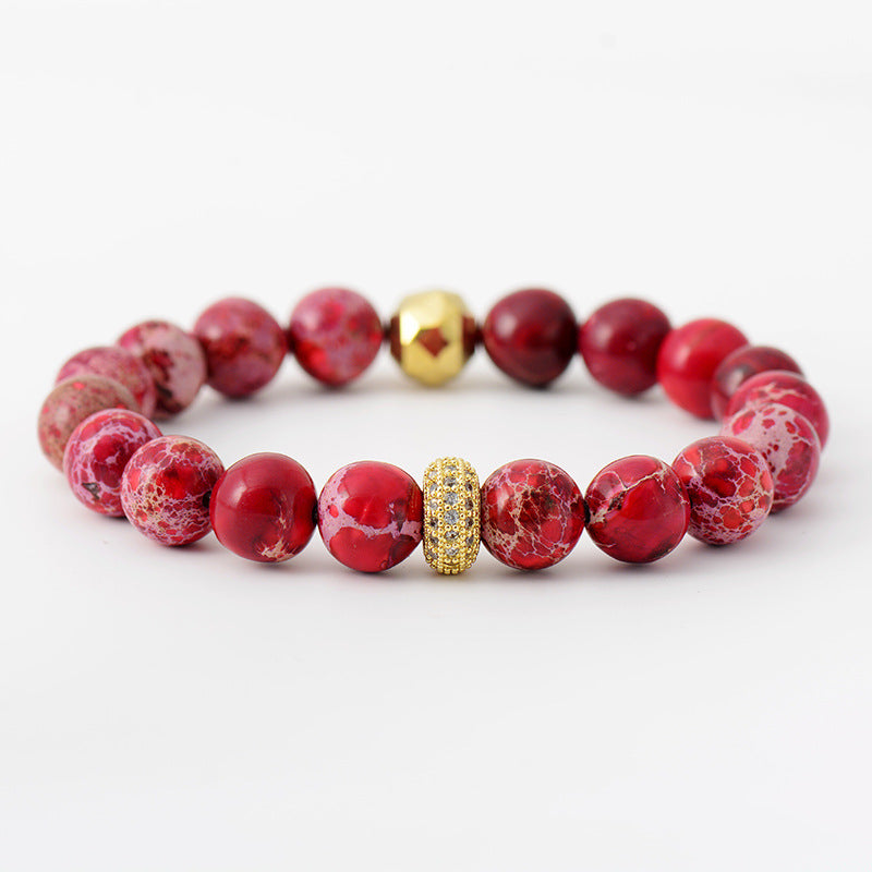 Trendsi Red / One Size Natural Stone Beaded Bracelet