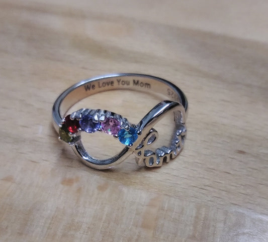 5 birthStone Family Infinity Mother's Ring