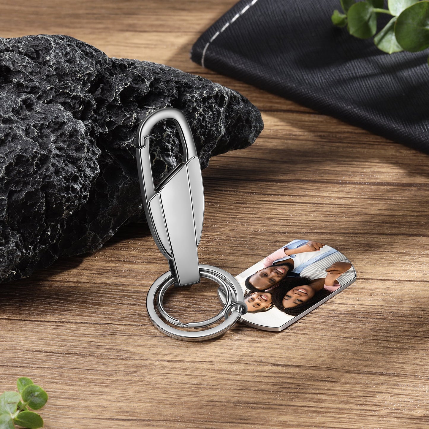 JO Custom Keychain Personalized Photo and Custom Message Silver Keychain Heavy Duty