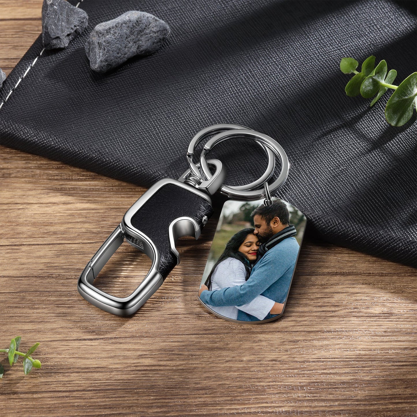 JO Custom Keychain Personalized Photo and Date Keychain With Light and Bottle Opener