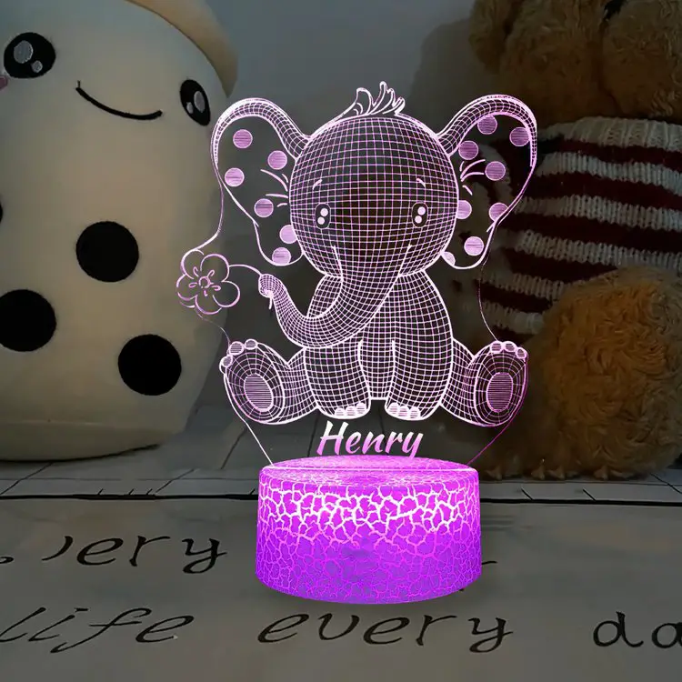 jo custom light Custom Kids Name Night Light 7 Colors - Elephant Name Light
