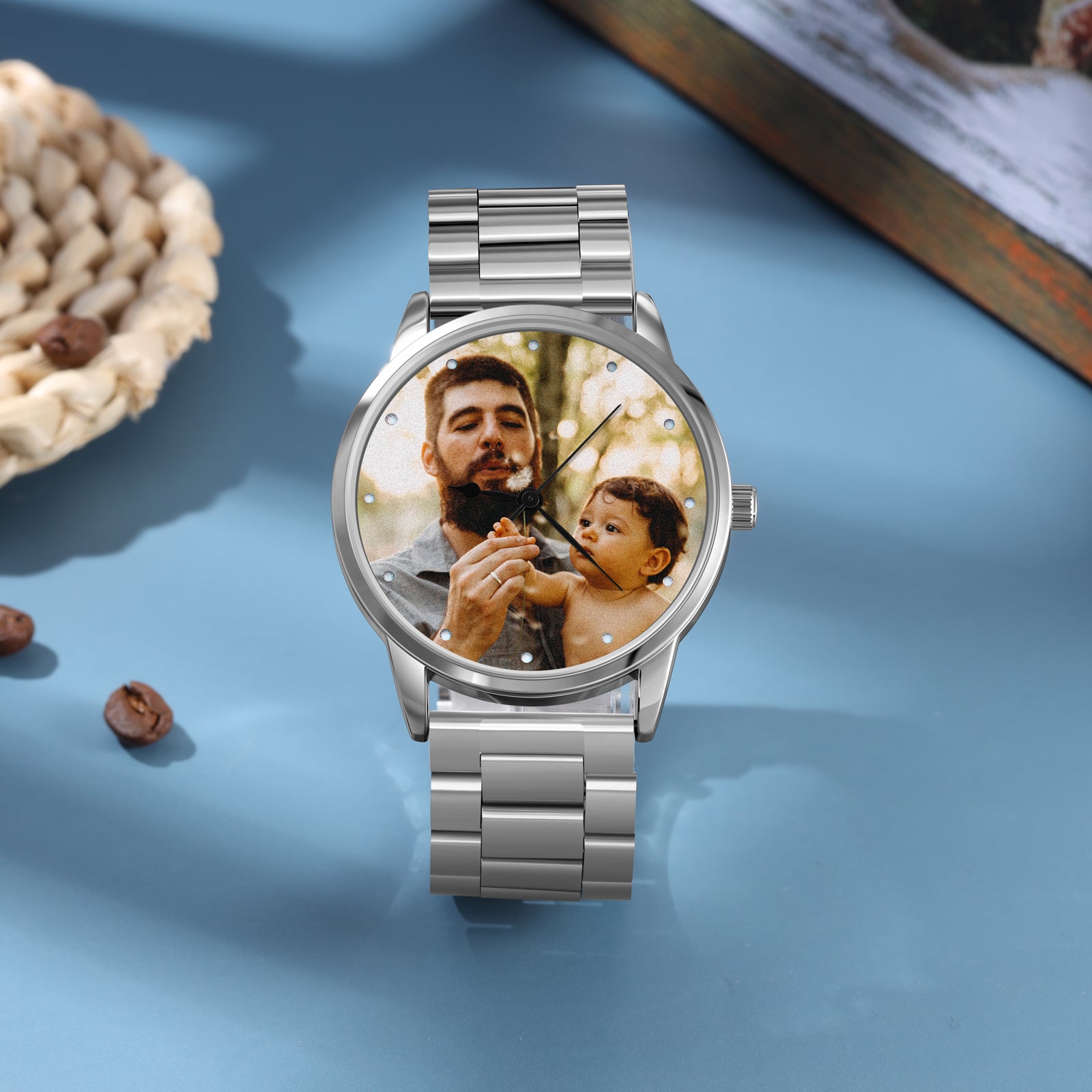JO Custom watch Personalized Photo and Custom Message Silver Watch
