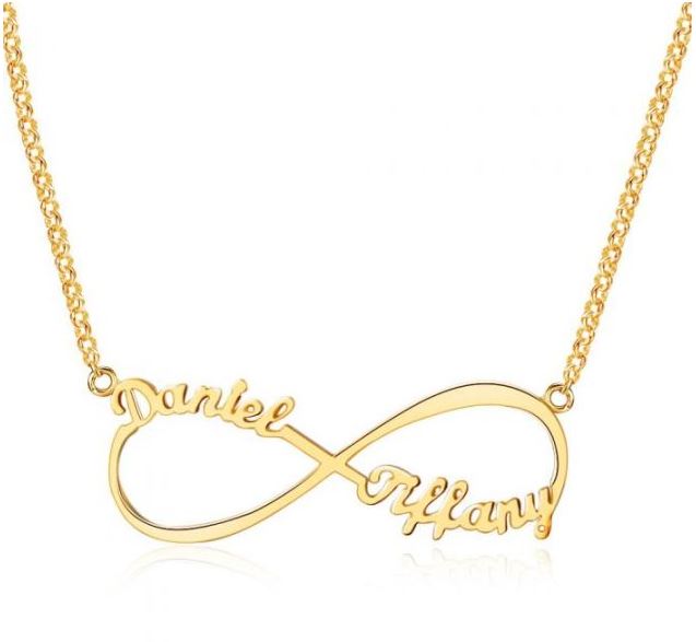 JO cutout 14k Gold Coating Personalized 2 Name Infinity 3D Cutout Name Necklace