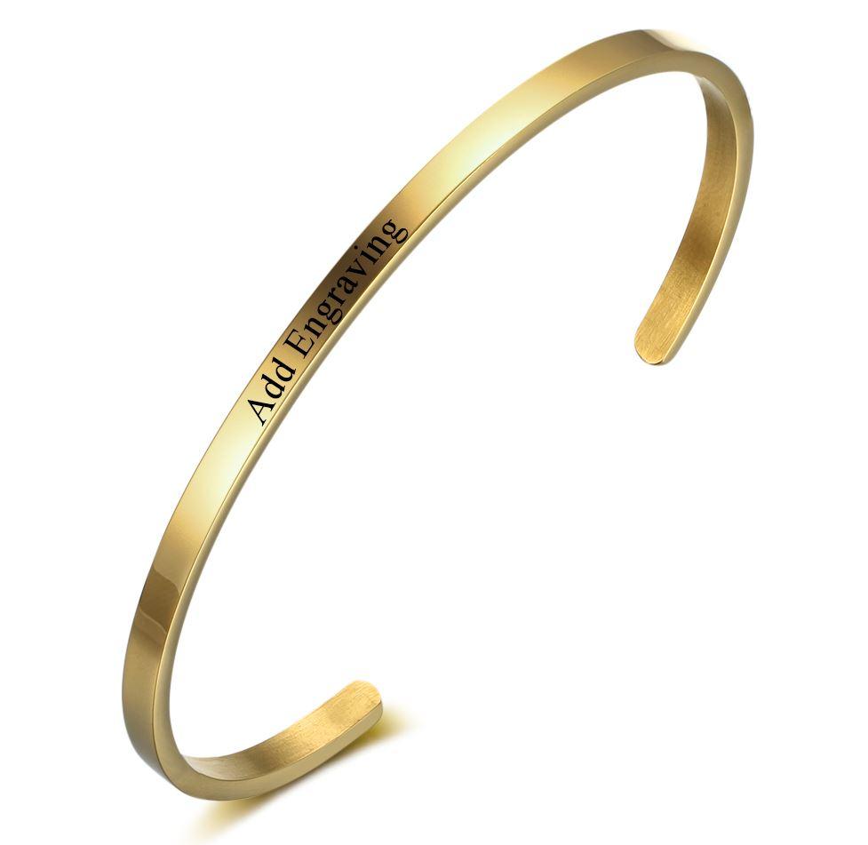 JO engraved bracelet Gold Tone Engraved Name Cuff Bracelet