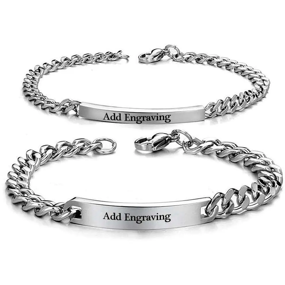 JO engraved bracelet Personalized Pair Engraved His & Hers Stainless Steel Bracelets