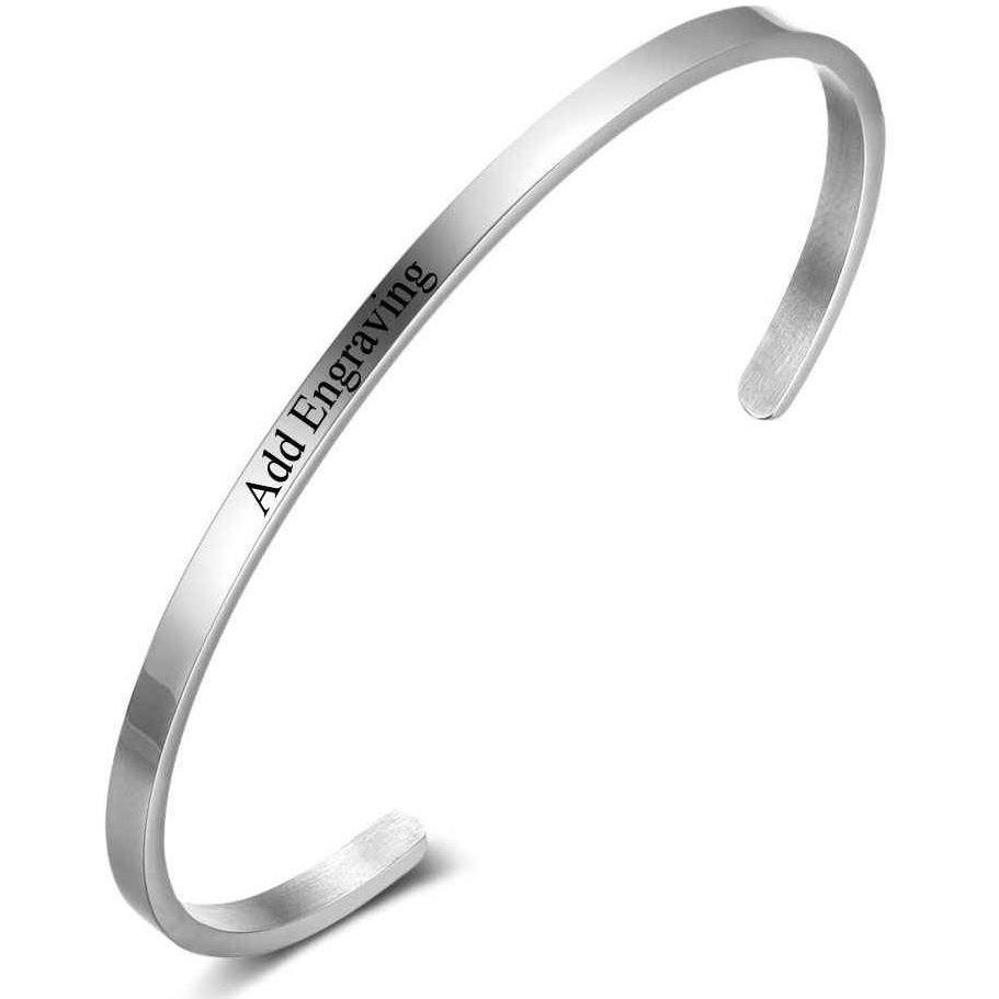 JO engraved bracelet Stainless Engraved Name Cuff Bracelet