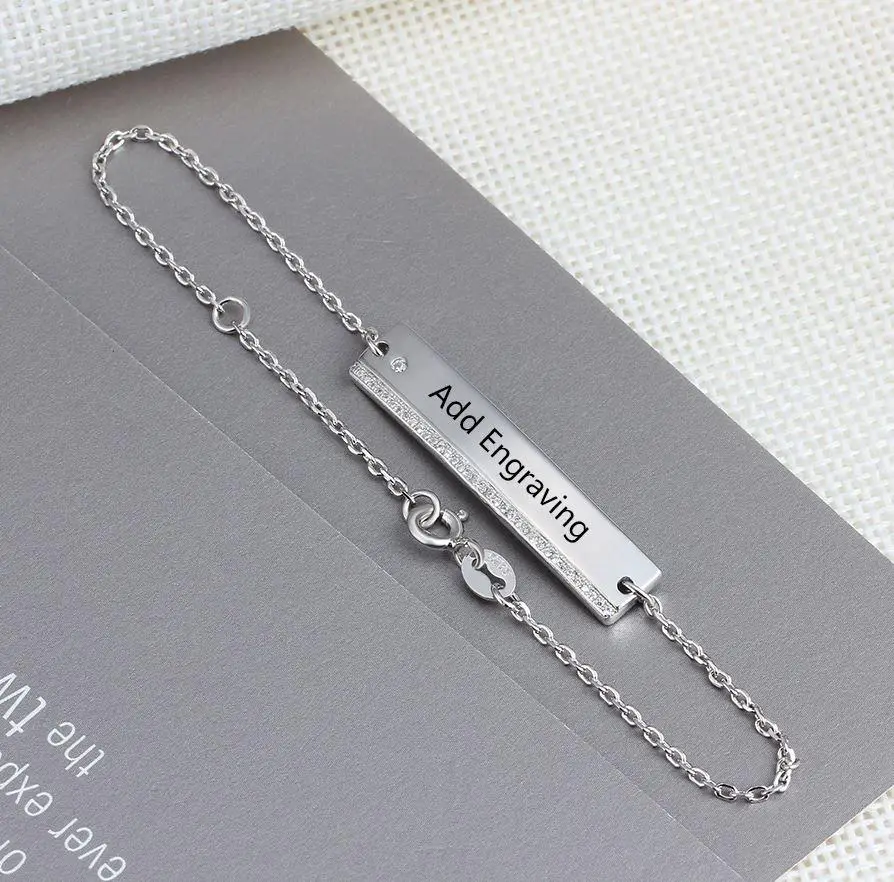 JO engraved bracelet Sterling Silver Engraved Bar Bracelet