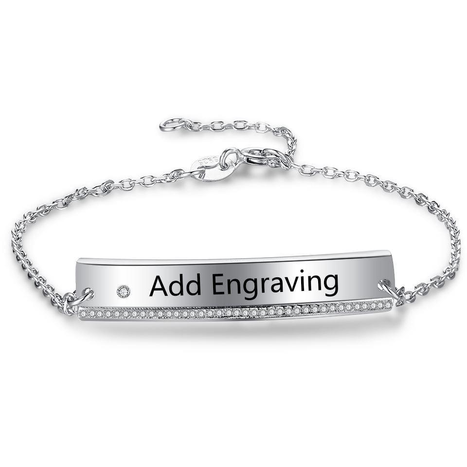 JO engraved bracelet Sterling Silver Engraved Bar Bracelet