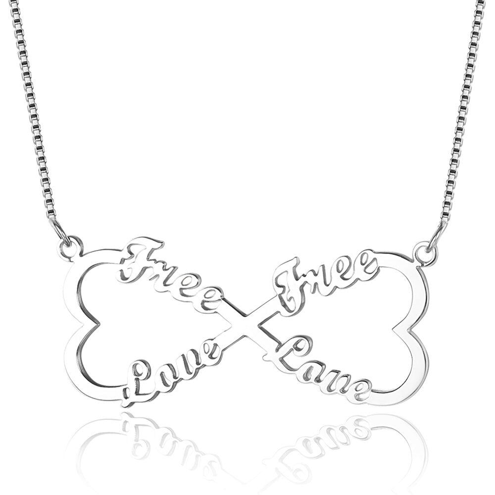 JO engraved necklace 4 Name Infinity Heart Heart Name Necklace