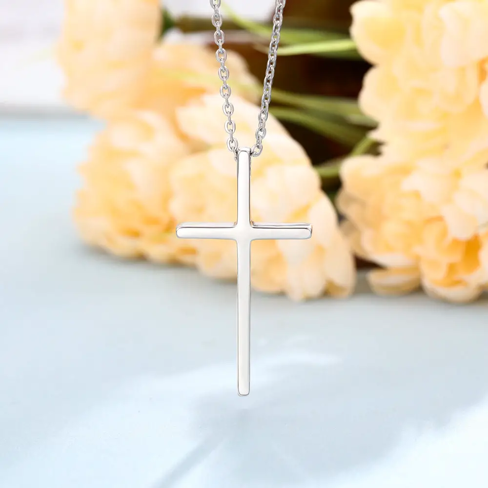 JO engraved necklace Personalized Cross Name Necklace - Christian Cross Necklace With Engraving