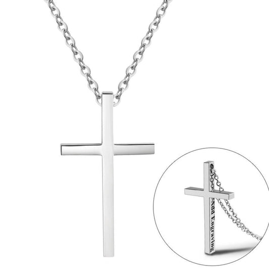 JO engraved necklace Personalized Cross Name Necklace - Christian Cross Necklace With Engraving