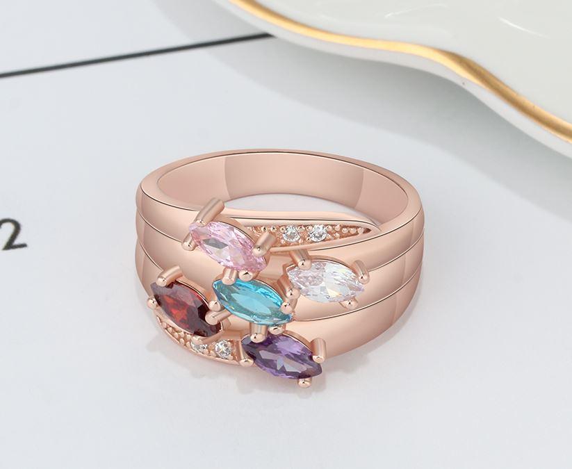 JO Mother's Ring Personalized Mother's Ring 5 Marquis Birthstones Rose Gold IP