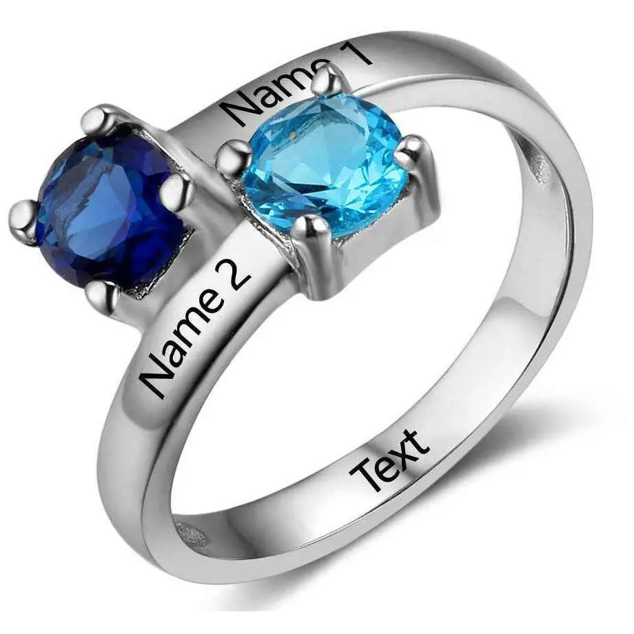 JO Peronalized Ring 6 Personalized Mother's Ring 2 Stone 2 Names True Love