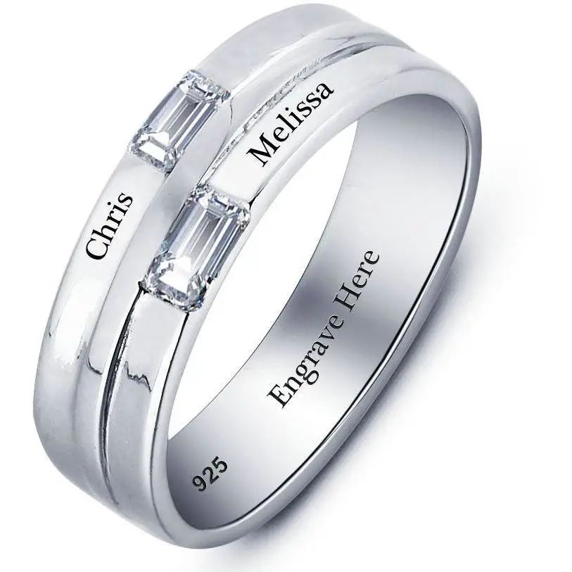 JO Peronalized Ring Sterling Silver 2 Custom Engraved Names Ring