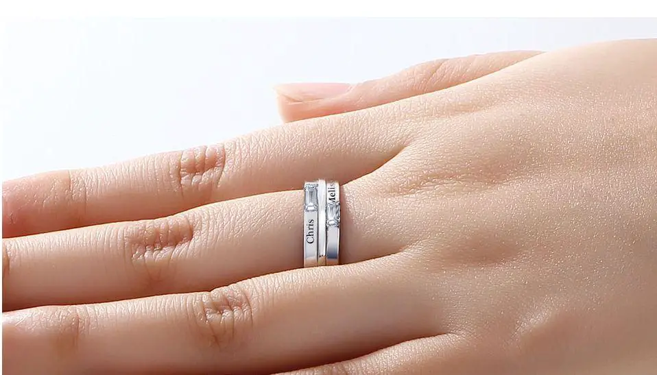 JO Peronalized Ring Sterling Silver 2 Custom Engraved Names Ring